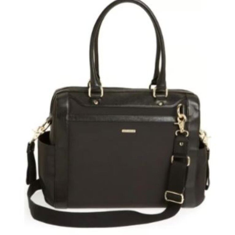 REBECCA MINKOFF Black Diaper Bag with Gold Detail